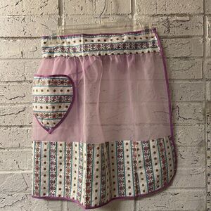Vintage Sheer Heart Valentine's embroidered Half Apron